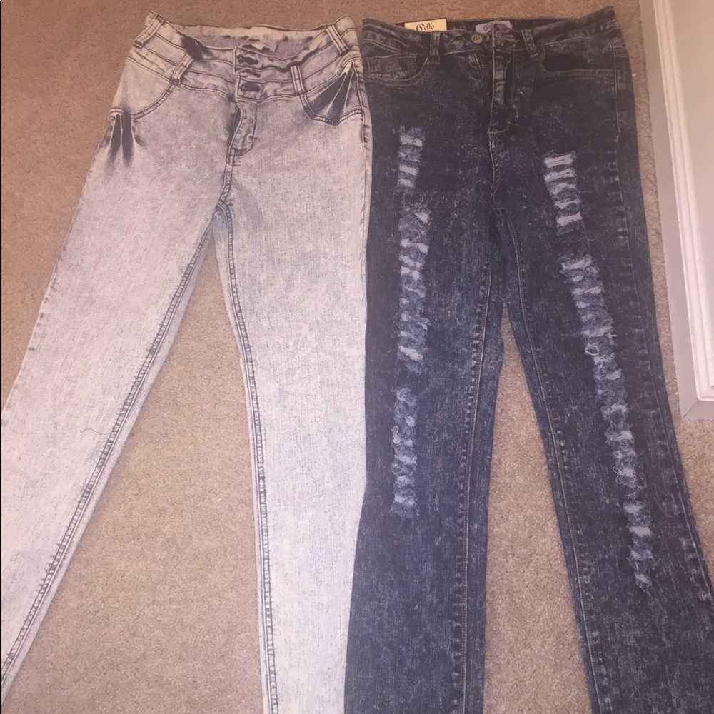 Bundle of stone wash high waist jeans